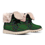 Green And Blue Stewart Tartan Print Winter Boots