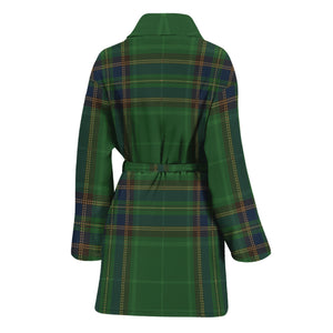 Green And Blue Stewart Tartan Print Women's Bathrobe