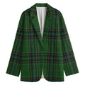 Green And Blue Stewart Tartan Print Women's Blazer
