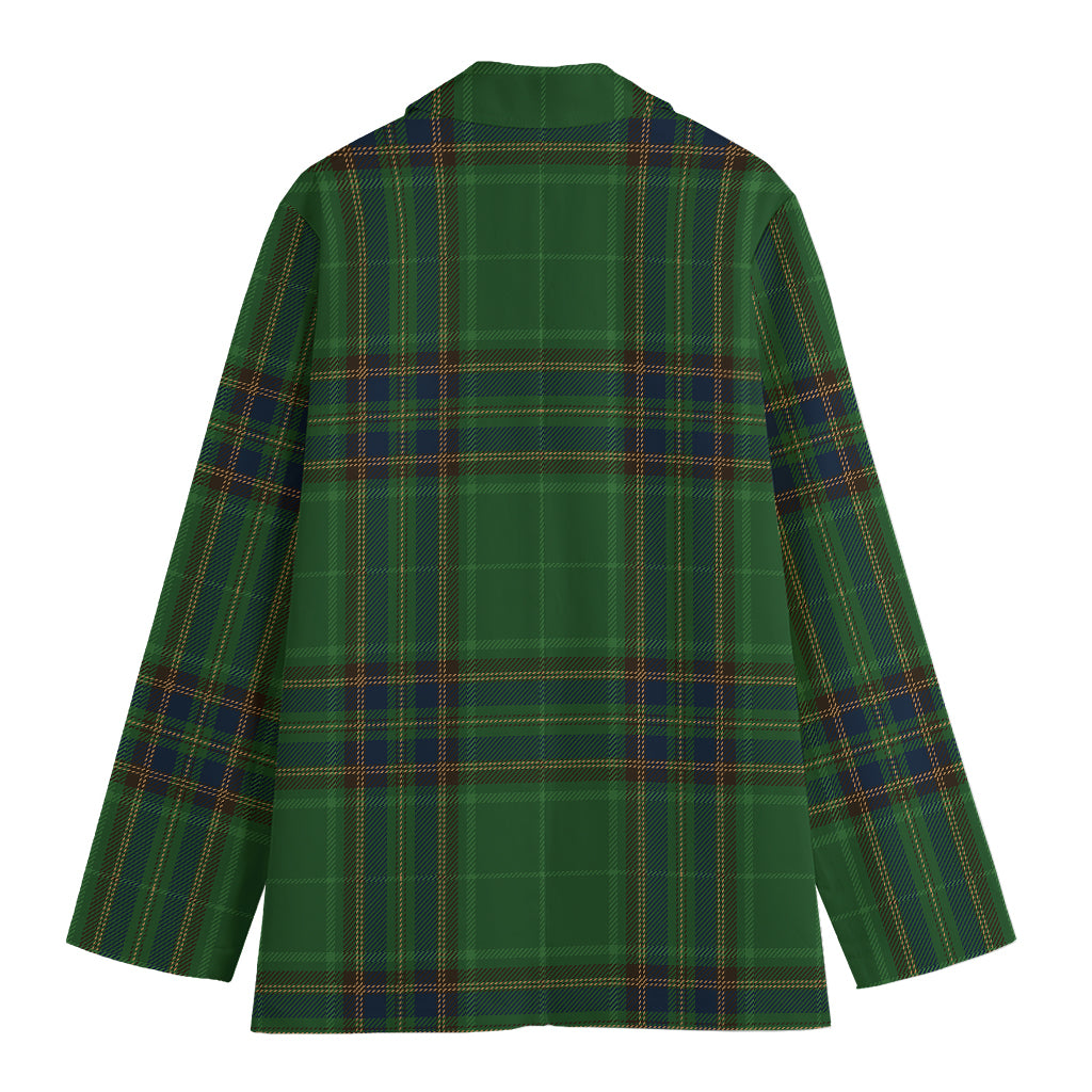 Green And Blue Stewart Tartan Print Women's Blazer