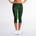 Green And Blue Stewart Tartan Print Women's Capri Leggings