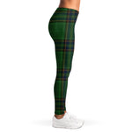 Green And Blue Stewart Tartan Print Women's Leggings