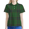 Green And Blue Stewart Tartan Print Women's Polo Shirt