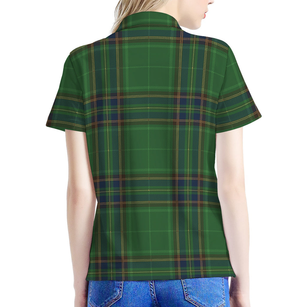 Green And Blue Stewart Tartan Print Women's Polo Shirt