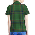 Green And Blue Stewart Tartan Print Women's Polo Shirt