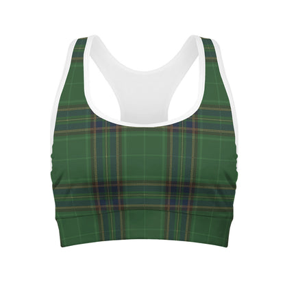 Green And Blue Stewart Tartan Print Women's Sports Bra