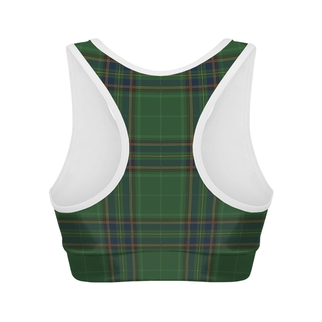 Green And Blue Stewart Tartan Print Women's Sports Bra
