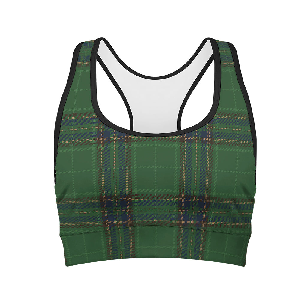Green And Blue Stewart Tartan Print Women's Sports Bra