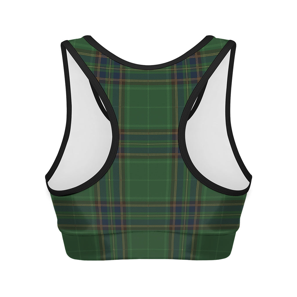 Green And Blue Stewart Tartan Print Women's Sports Bra