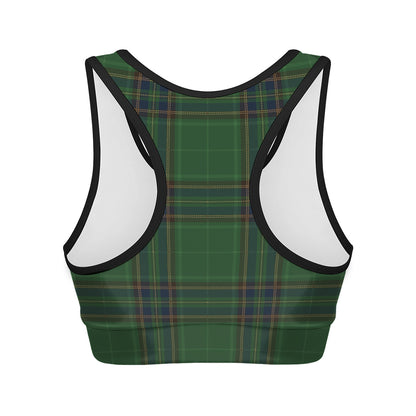 Green And Blue Stewart Tartan Print Women's Sports Bra