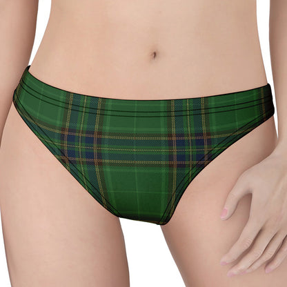 Green And Blue Stewart Tartan Print Women's Thong