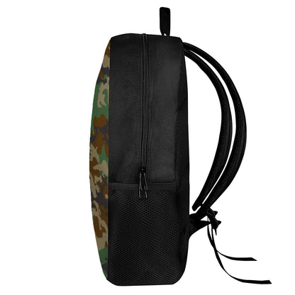 Green And Brown Camouflage Print 17 Inch Backpack