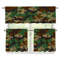 Green And Brown Camouflage Print 3 Piece Kitchen Curtains