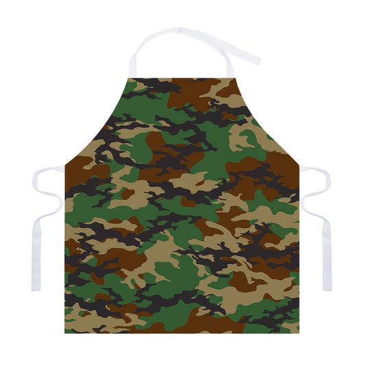 Green And Brown Camouflage Print Adjustable Apron