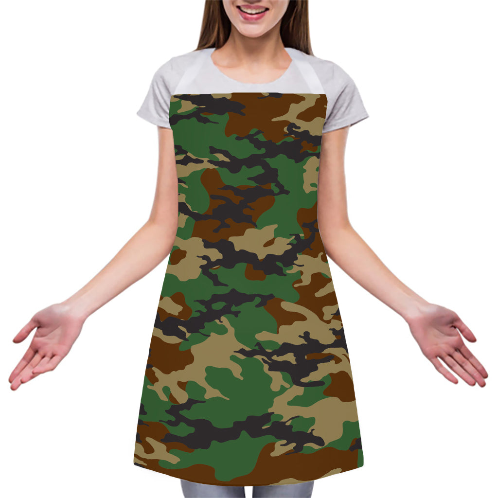 Green And Brown Camouflage Print Adjustable Apron