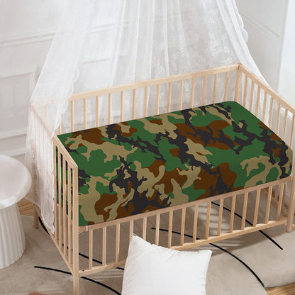 Green And Brown Camouflage Print Baby Crib Sheet