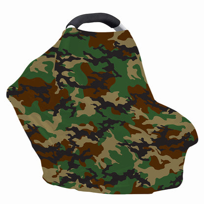 Green And Brown Camouflage Print Baby Seat Cover