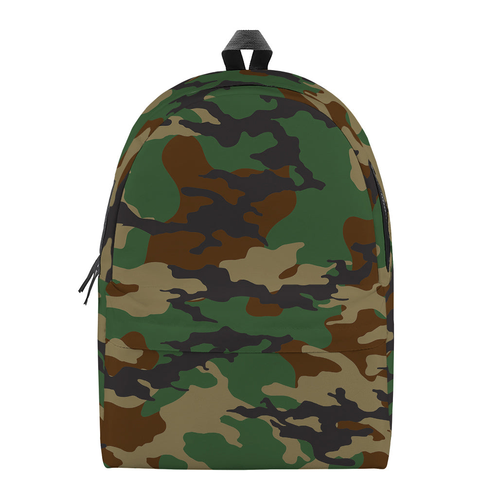Green And Brown Camouflage Print Backpack