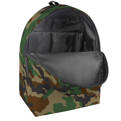 Green And Brown Camouflage Print Backpack