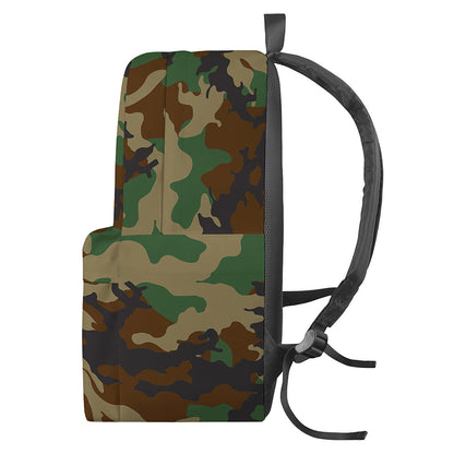 Green And Brown Camouflage Print Backpack