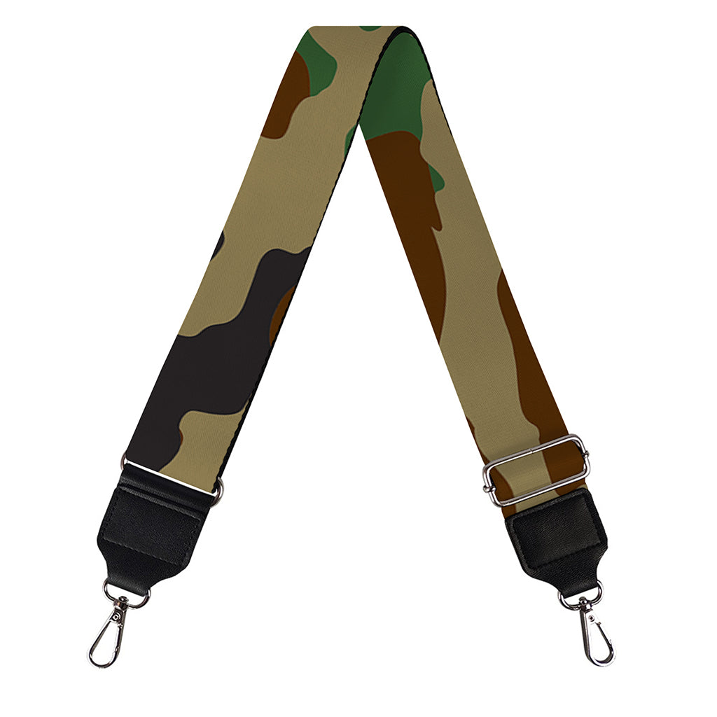 Green And Brown Camouflage Print Bag Strap