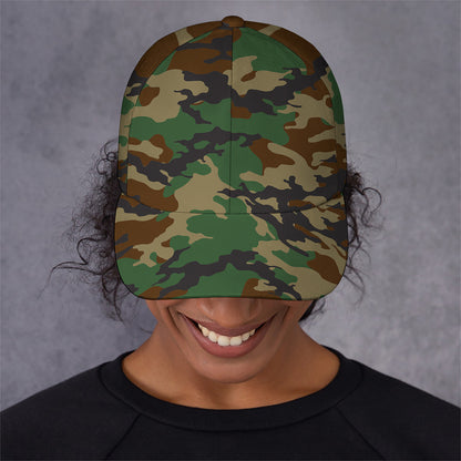 Green And Brown Camouflage Print Baseball Cap