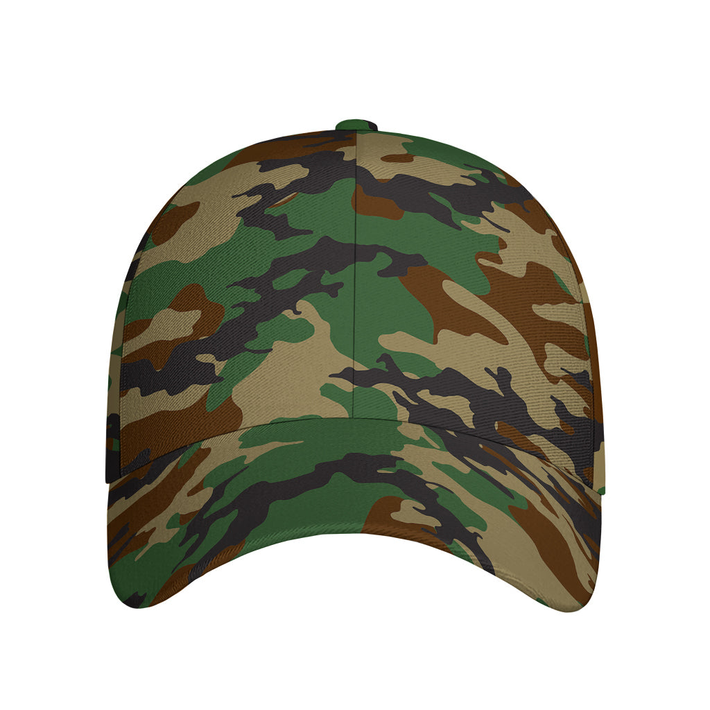 Green And Brown Camouflage Print Baseball Cap