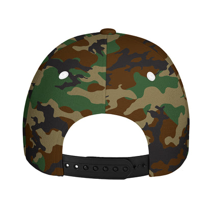 Green And Brown Camouflage Print Baseball Cap