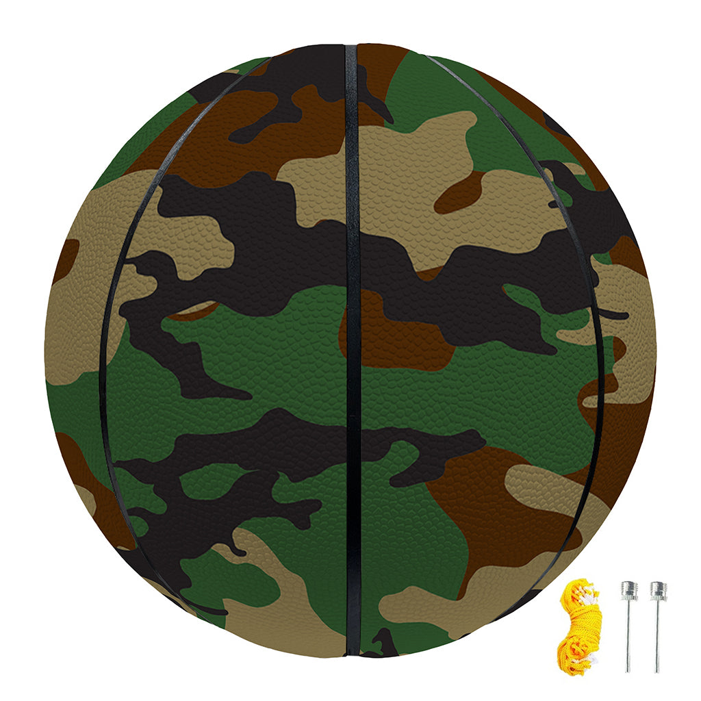 Green And Brown Camouflage Print Basketball