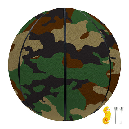 Green And Brown Camouflage Print Basketball