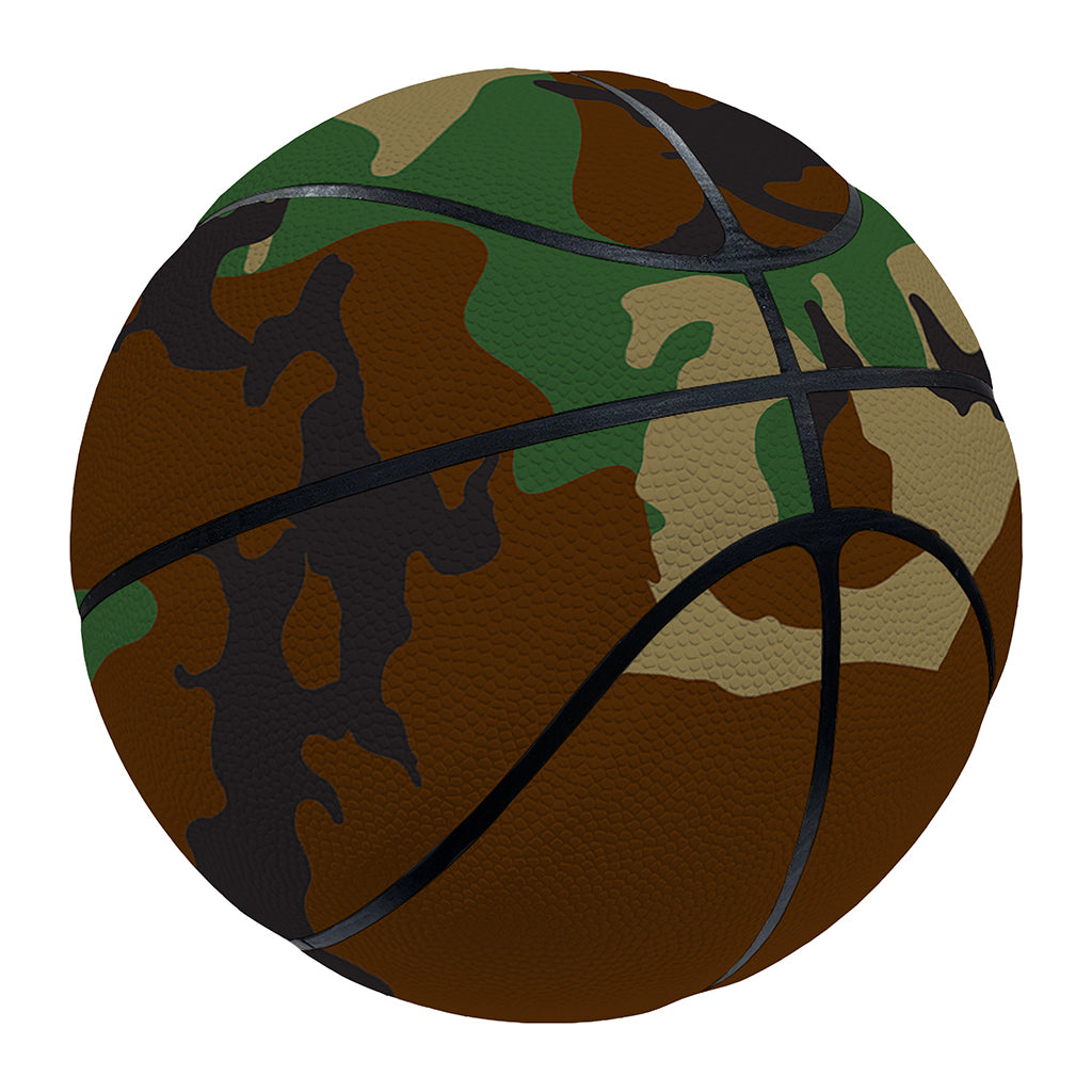 Green And Brown Camouflage Print Basketball