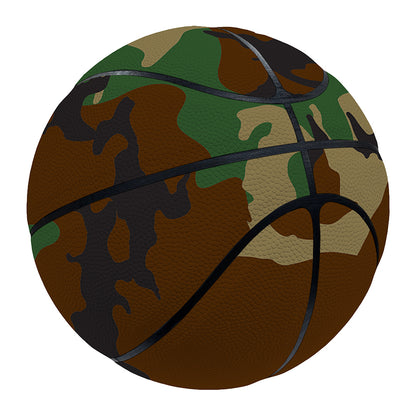 Green And Brown Camouflage Print Basketball