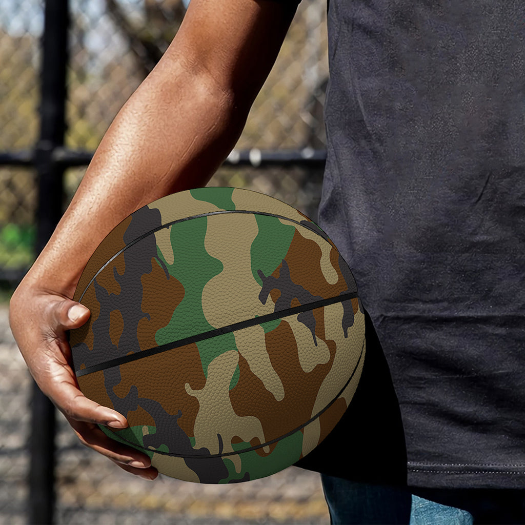 Green And Brown Camouflage Print Basketball