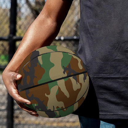 Green And Brown Camouflage Print Basketball