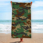 Green And Brown Camouflage Print Beach Towel