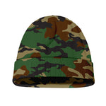 Green And Brown Camouflage Print Beanie