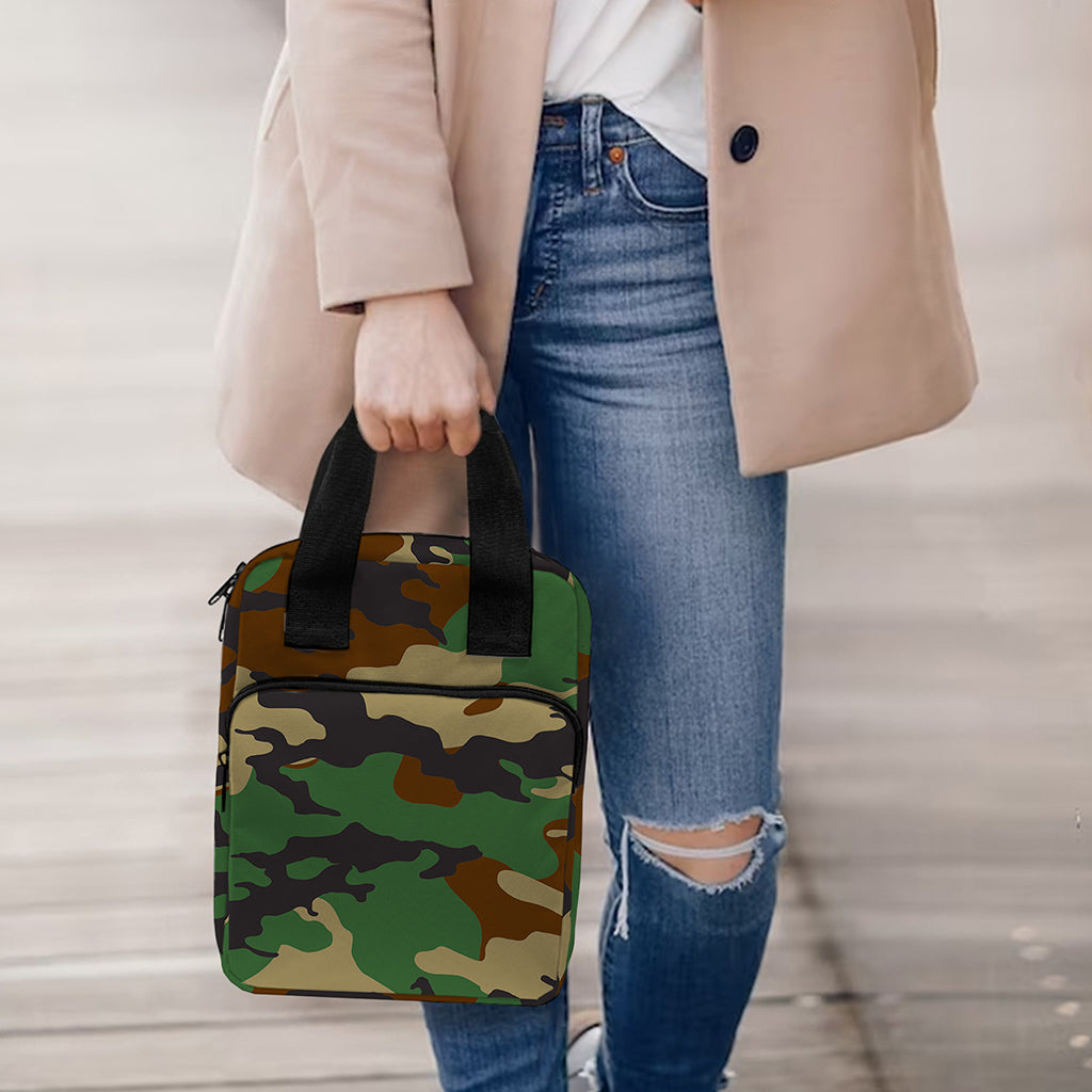 Green And Brown Camouflage Print Bible Tote Bag