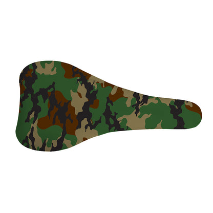 Green And Brown Camouflage Print Bicycle Seat Cover