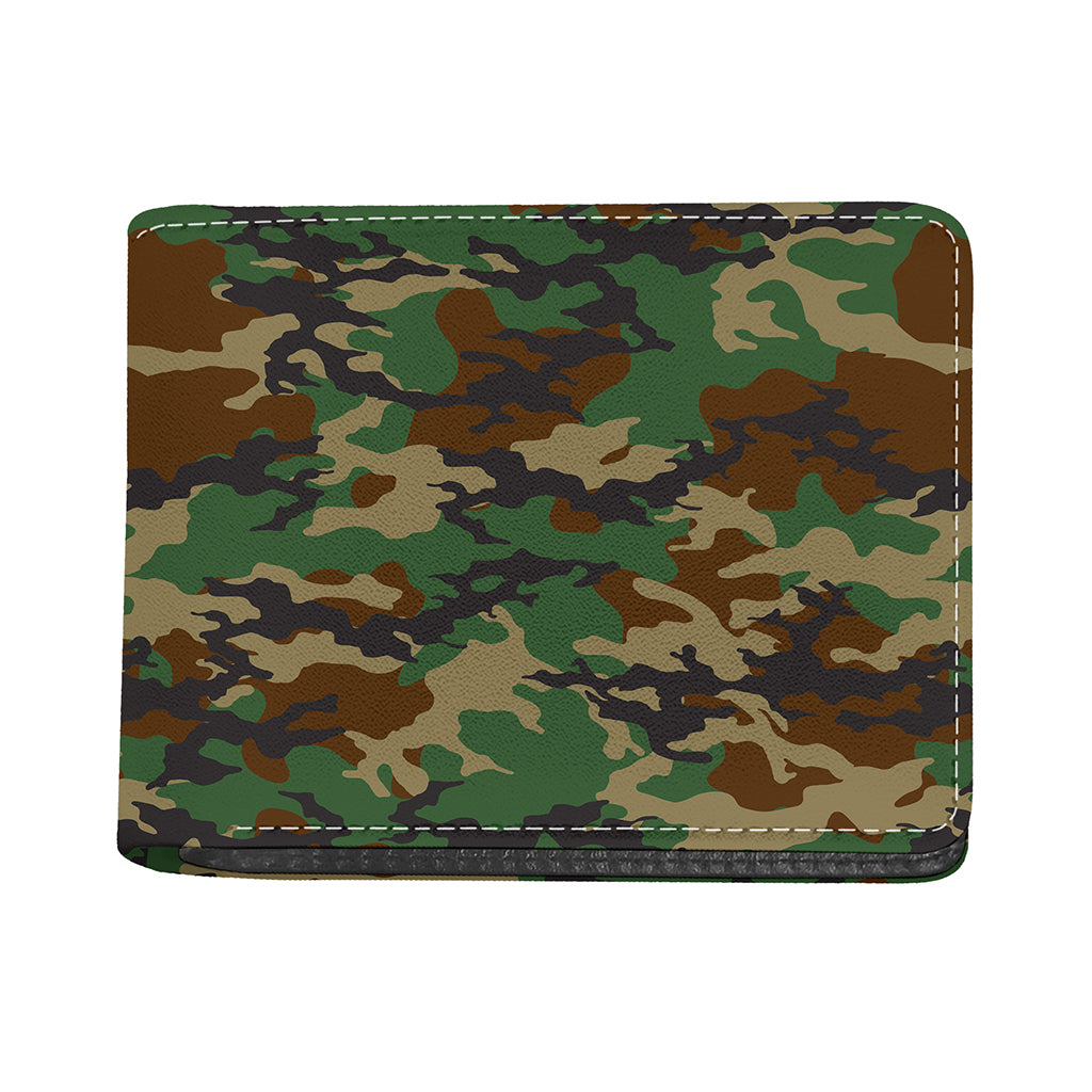Green And Brown Camouflage Print Bifold Wallet