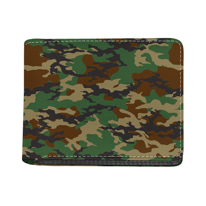 Green And Brown Camouflage Print Bifold Wallet