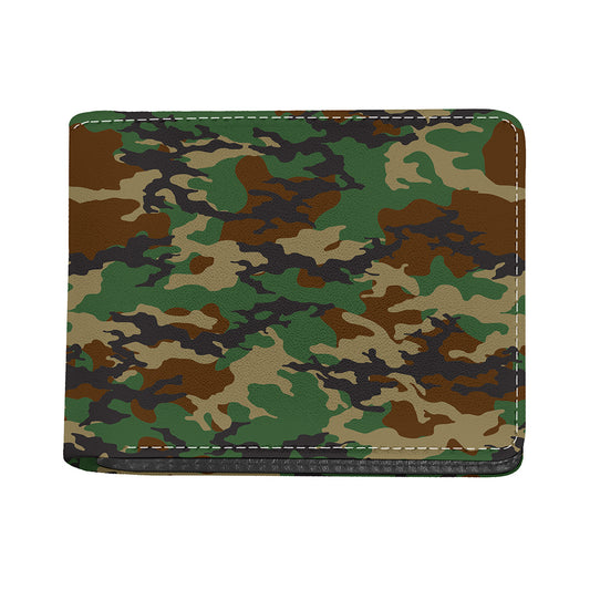 Green And Brown Camouflage Print Bifold Wallet
