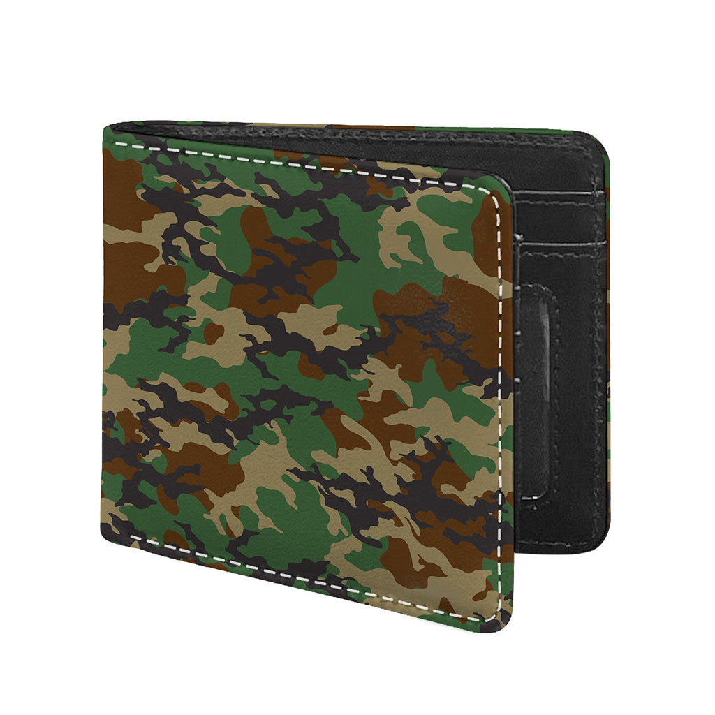 Green And Brown Camouflage Print Bifold Wallet