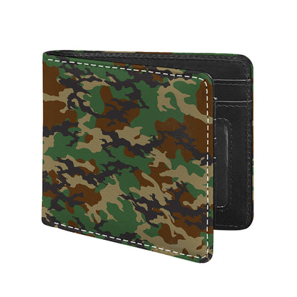 Green And Brown Camouflage Print Bifold Wallet