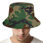 Green And Brown Camouflage Print Bucket Hat