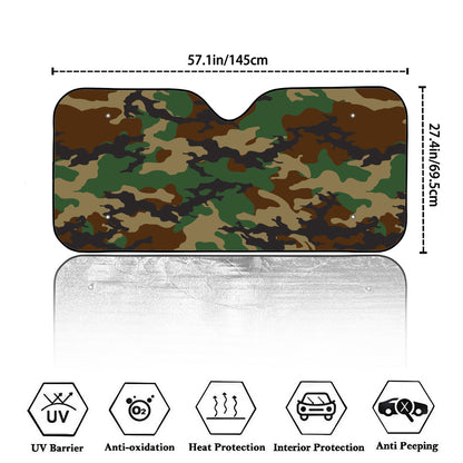 Green And Brown Camouflage Print Car Windshield Sun Shade