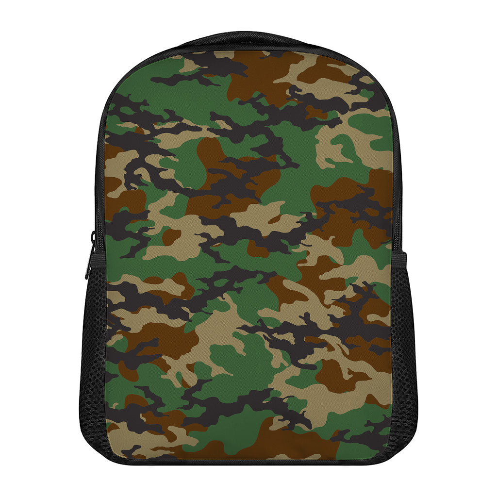 Green And Brown Camouflage Print Casual Backpack