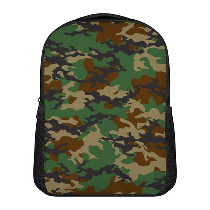 Green And Brown Camouflage Print Casual Backpack