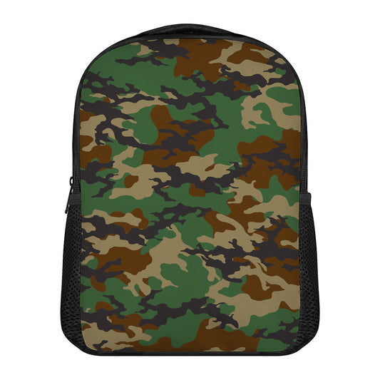 Green And Brown Camouflage Print Casual Backpack