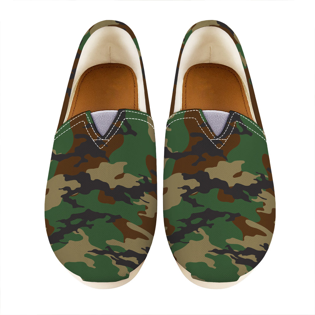 Green And Brown Camouflage Print Casual Shoes