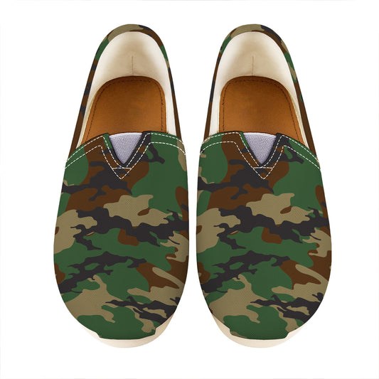 Green And Brown Camouflage Print Casual Shoes